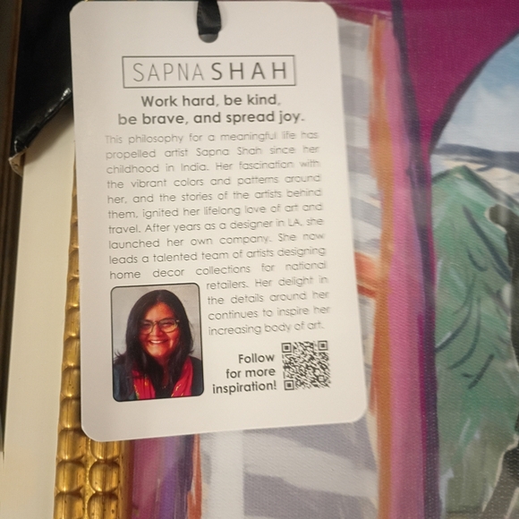 NWT NEW Sapna Shah Cat Art Framed Print - Picture 2 of 2